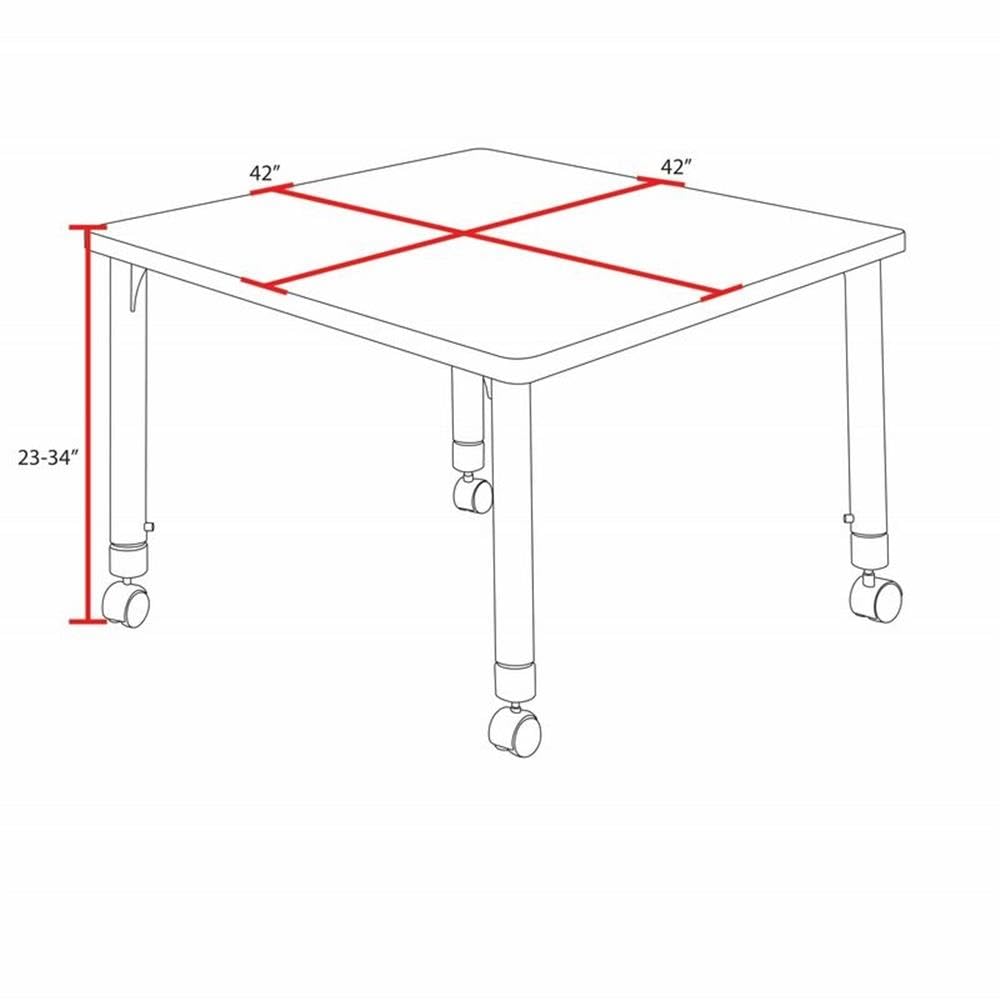 42" Square Mobile Table with 4 Stack Chairs P514632