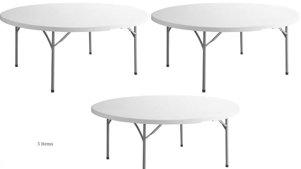 White 6 Ft Round Plastic Folding Table O736