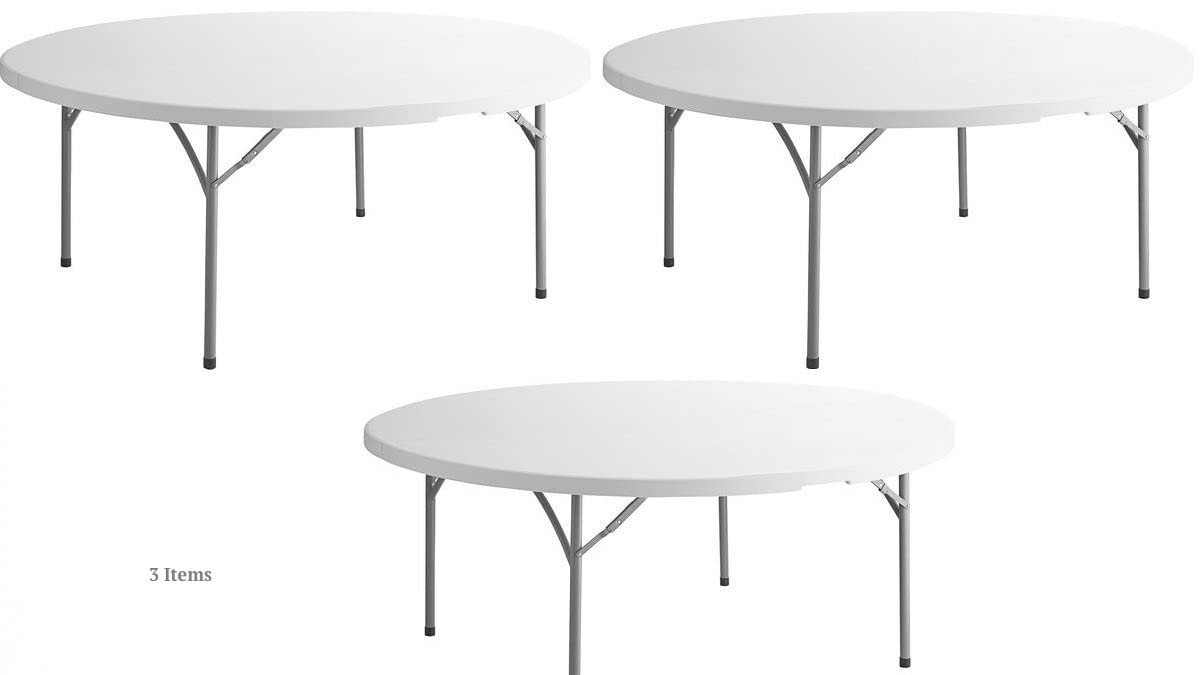 White 6 Ft Round Plastic Folding Table O736