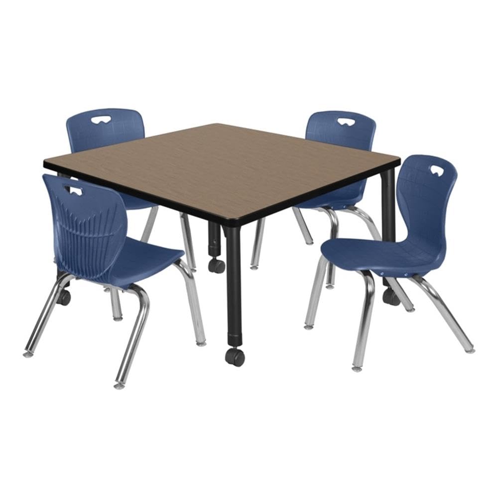 42" Square Mobile Table with 4 Stack Chairs P514632