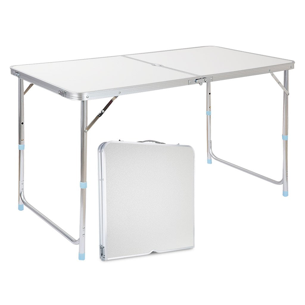 Portable Folding Table White 4 Adjustable Heights W44868