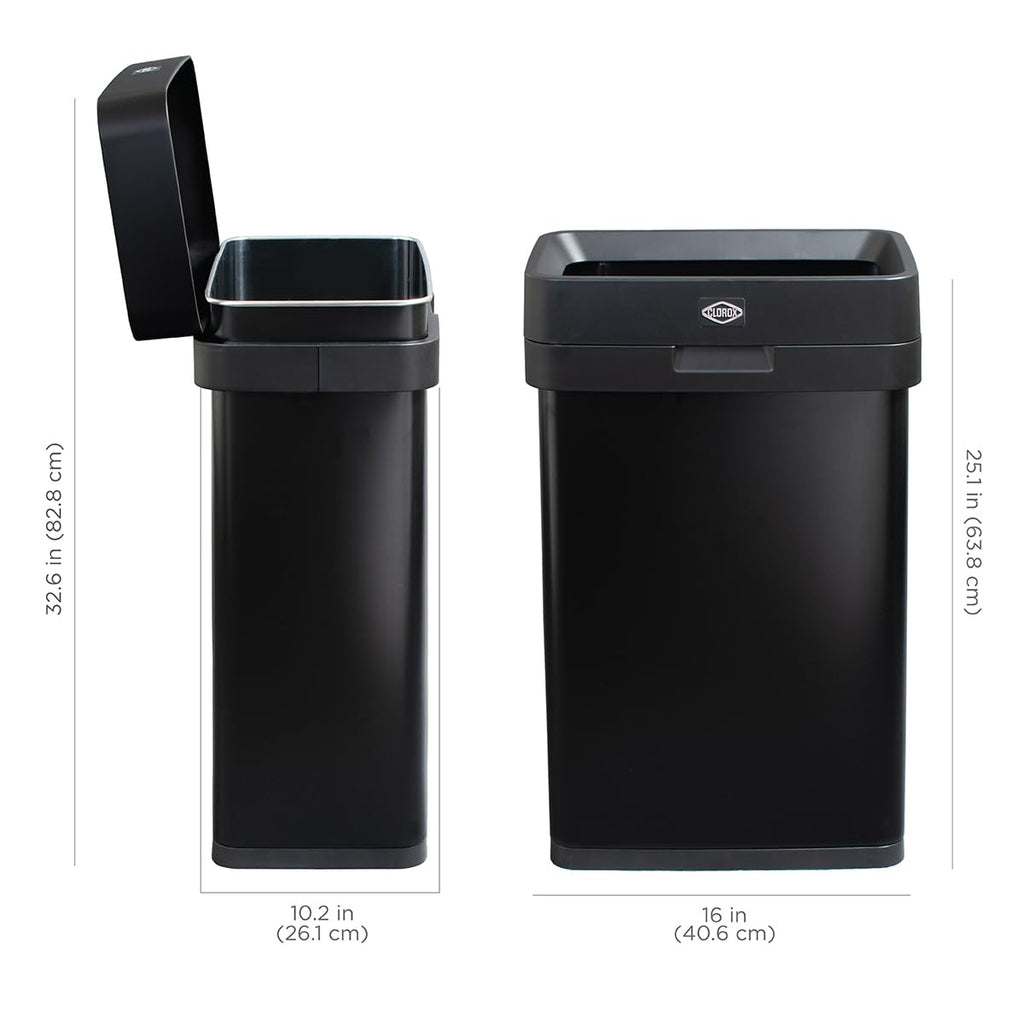 Slim Open Top Stainless Steel Trash Can, Matte Black, 13 Gal / 50L D39070