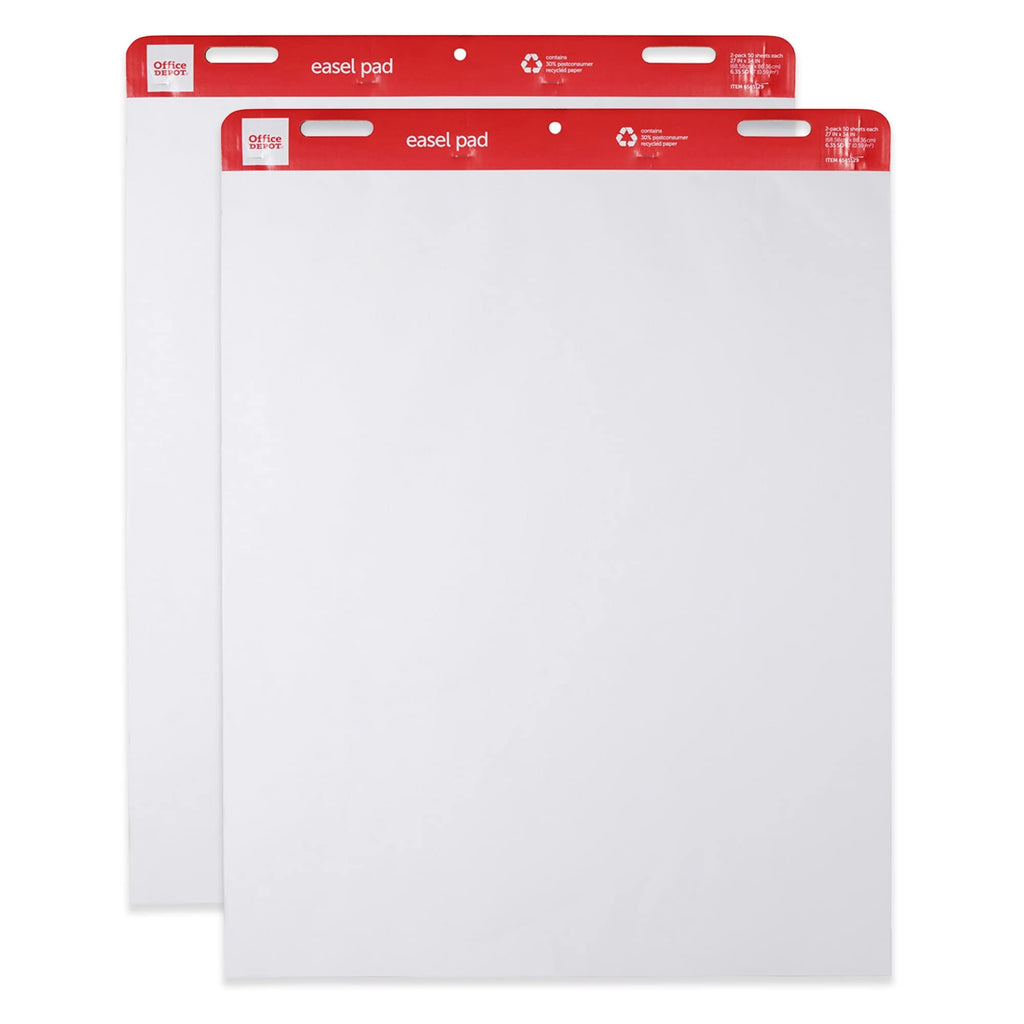 Easel Pads, 27" x 34", 50 Sheets, 30% Recycled, White, Pack of 2 K785519