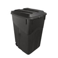 45 Gallon Black Outdoor Trash Can with Wheels and Attached Lid P735