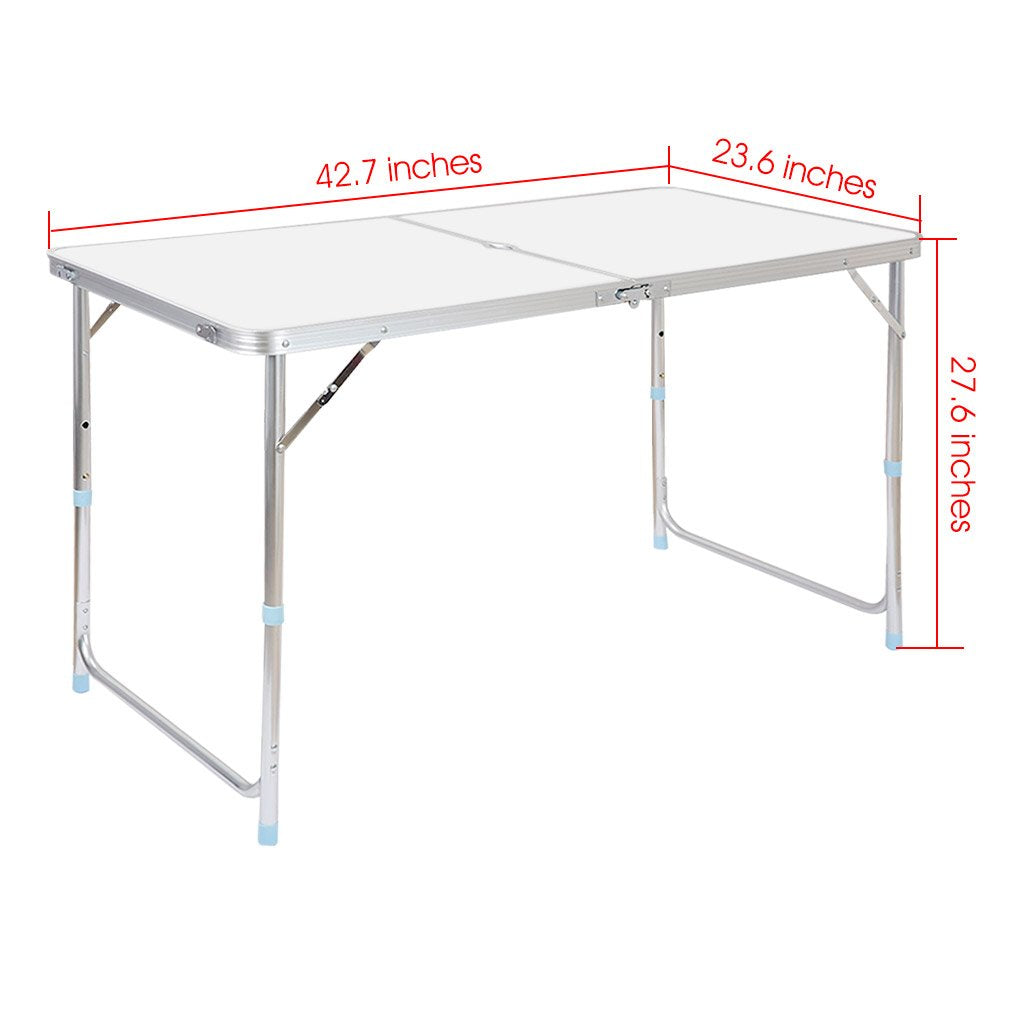 Portable Folding Table White 4 Adjustable Heights W44868