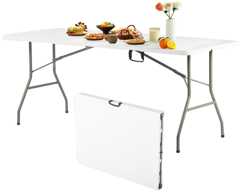 6FT White Folding Table with Carry Handle G723853