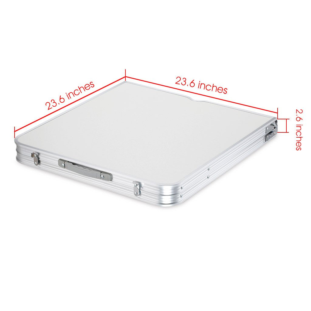 Portable Folding Table White 4 Adjustable Heights W44868