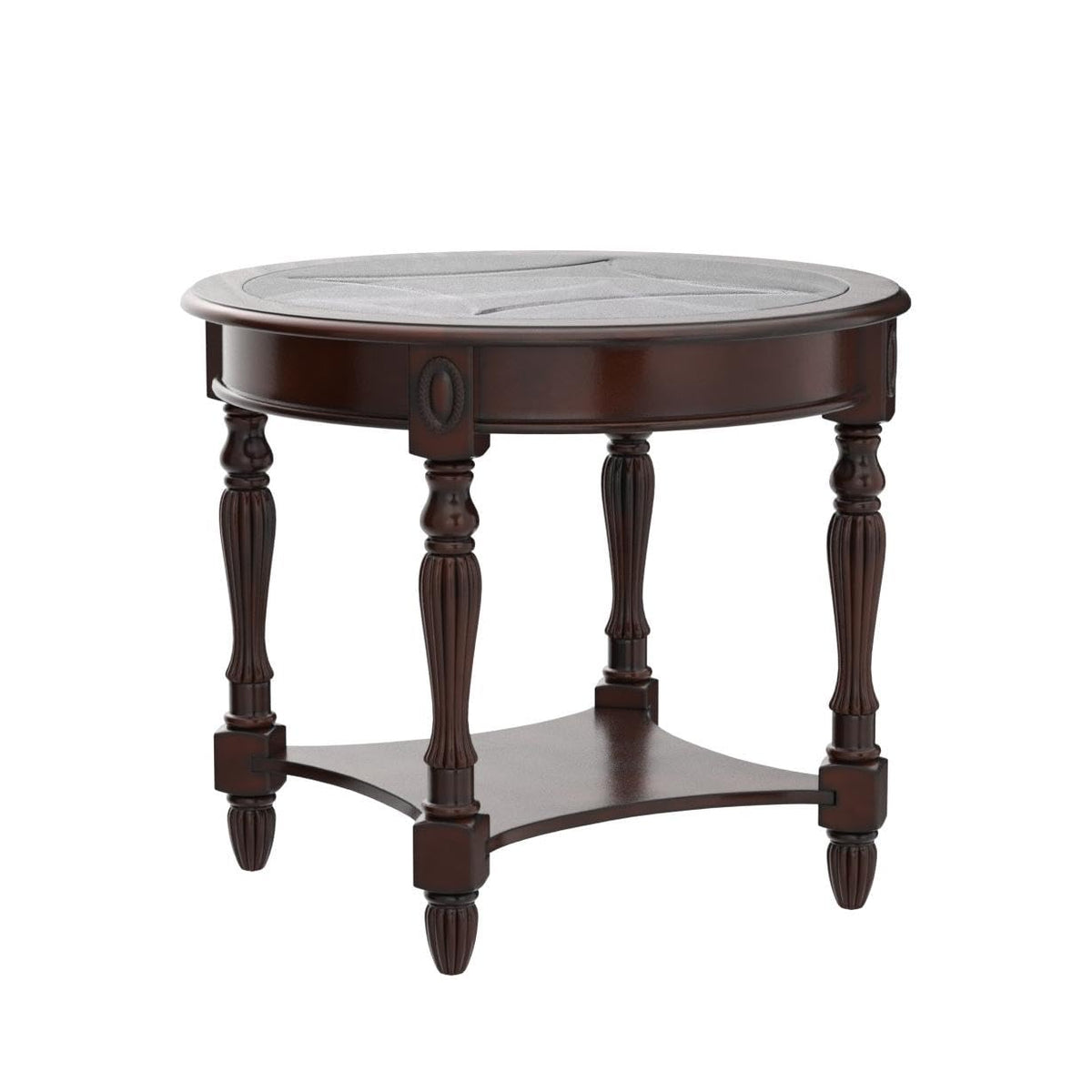 Wood Oval End Table with Glass Top Y237090