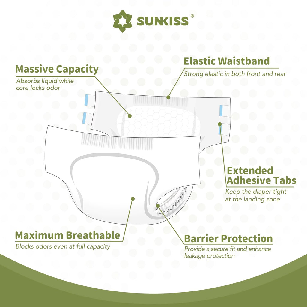 Adult Diapers with Tabs, L/XL, White, 40 Count S672370