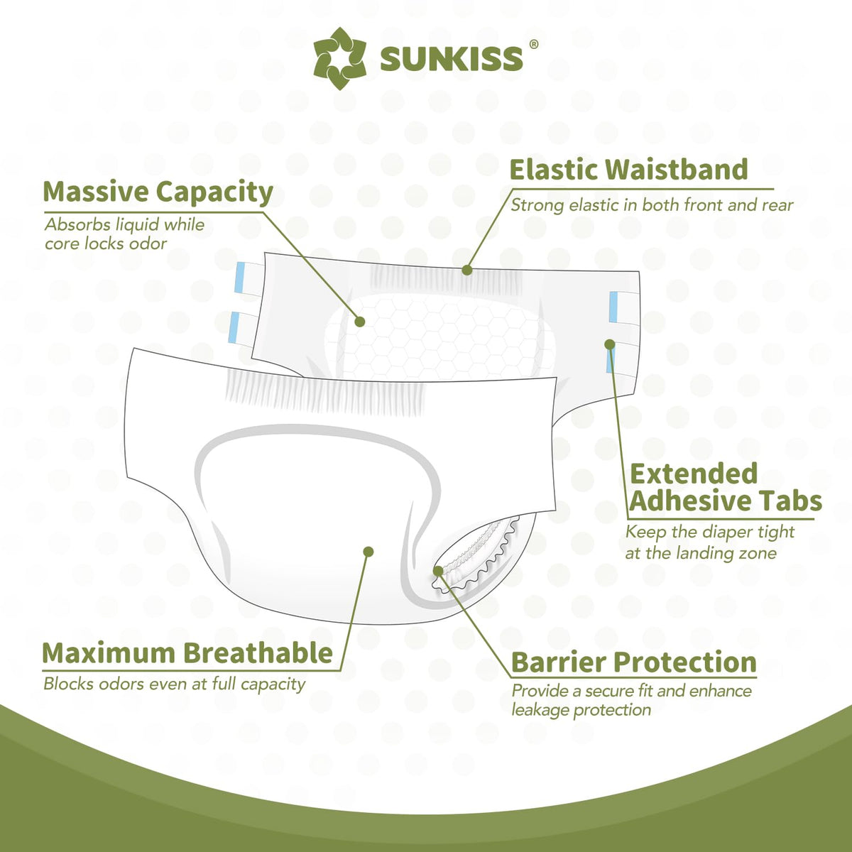 Adult Diapers with Tabs, L/XL, White, 40 Count S672370
