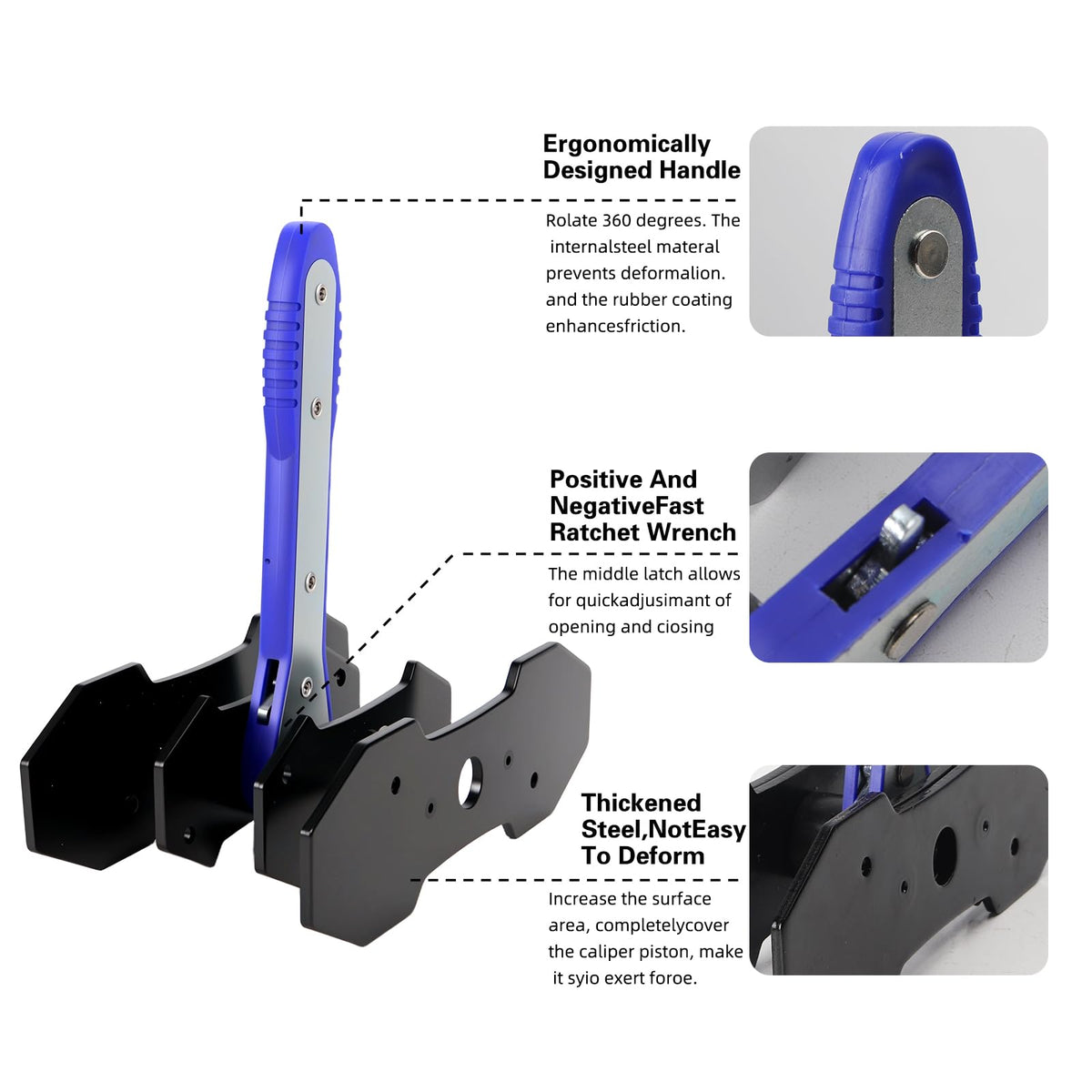 Brake Caliper Compression Tool Kit with 4 Hooks & Steel Plates C571303