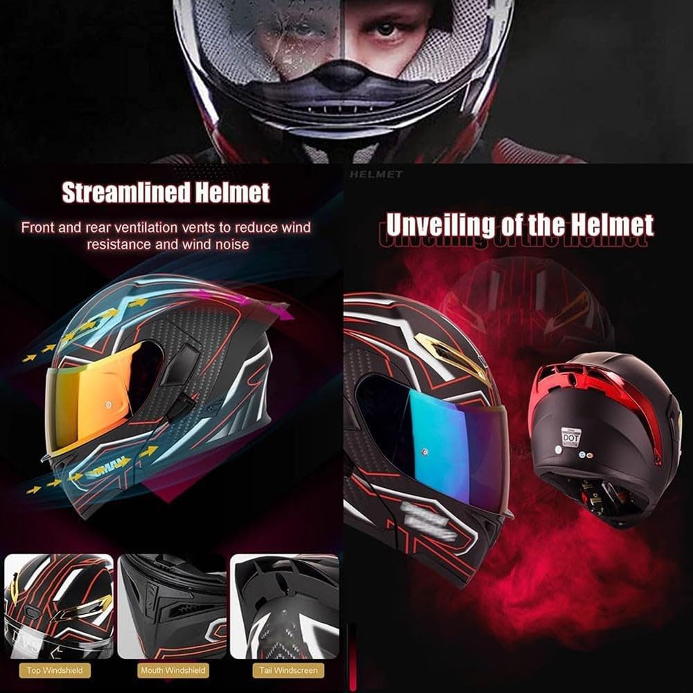 DOT Approved Flip up Full Face Modular Motorcycle Helmet K47362
