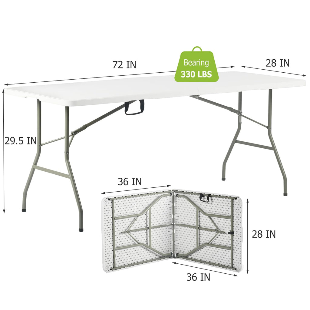 6FT White Folding Table with Carry Handle G723853