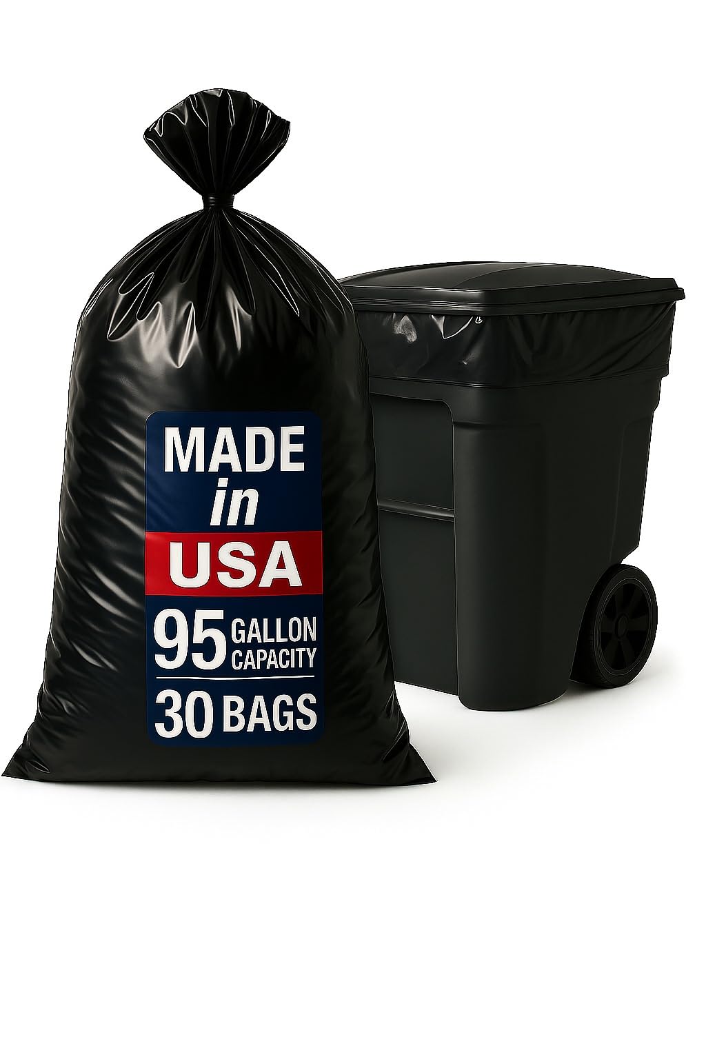 95–96 Gallon 30 Count 2.5 Mil Black Trash Bags O822997