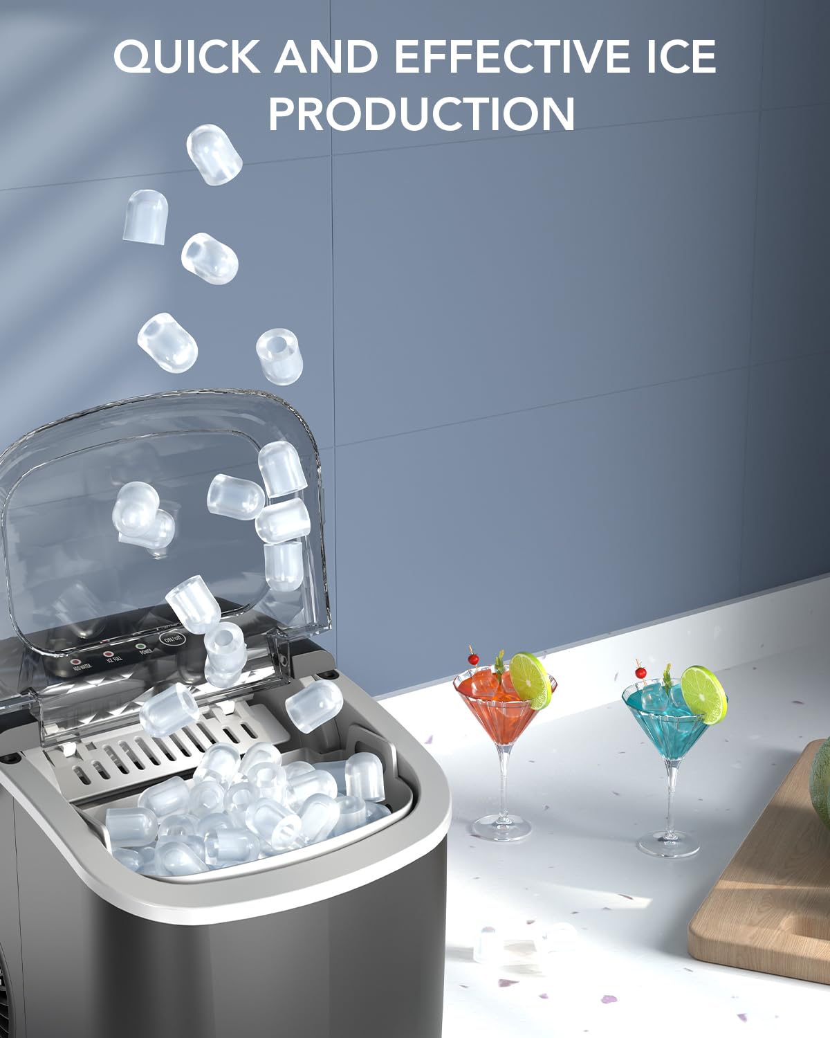 Black Countertop Ice Maker with Ice Scoop & Basket S246