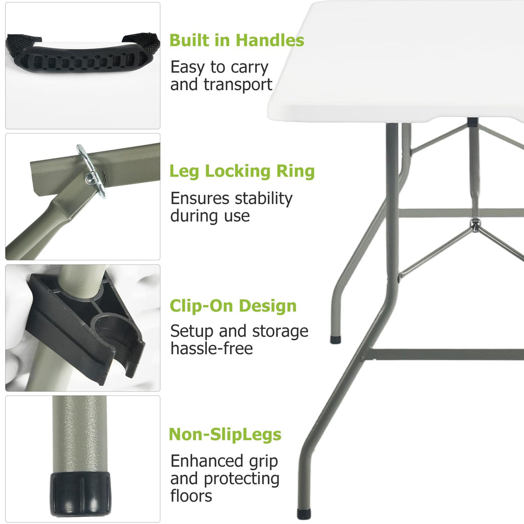 6FT White Folding Table with Carry Handle G723853