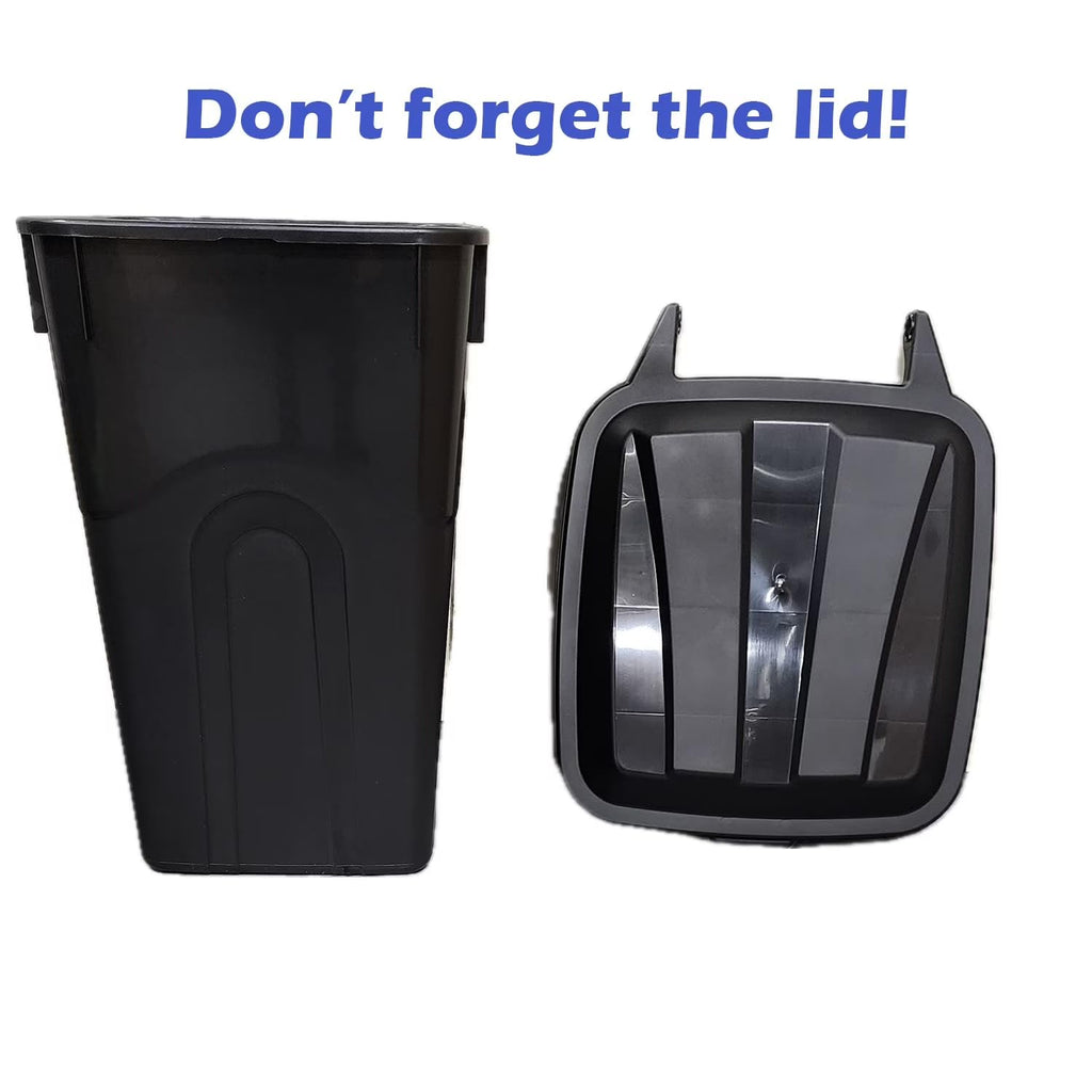 45 Gallon Black Outdoor Trash Can with Wheels and Attached Lid P735