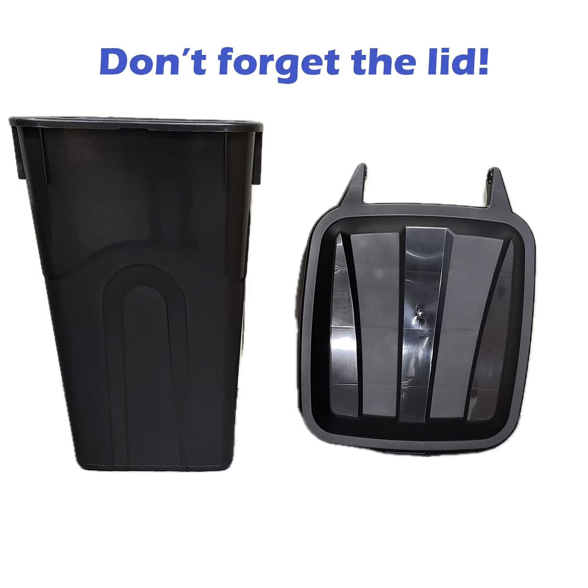 45 Gallon Black Outdoor Trash Can with Wheels and Attached Lid P735