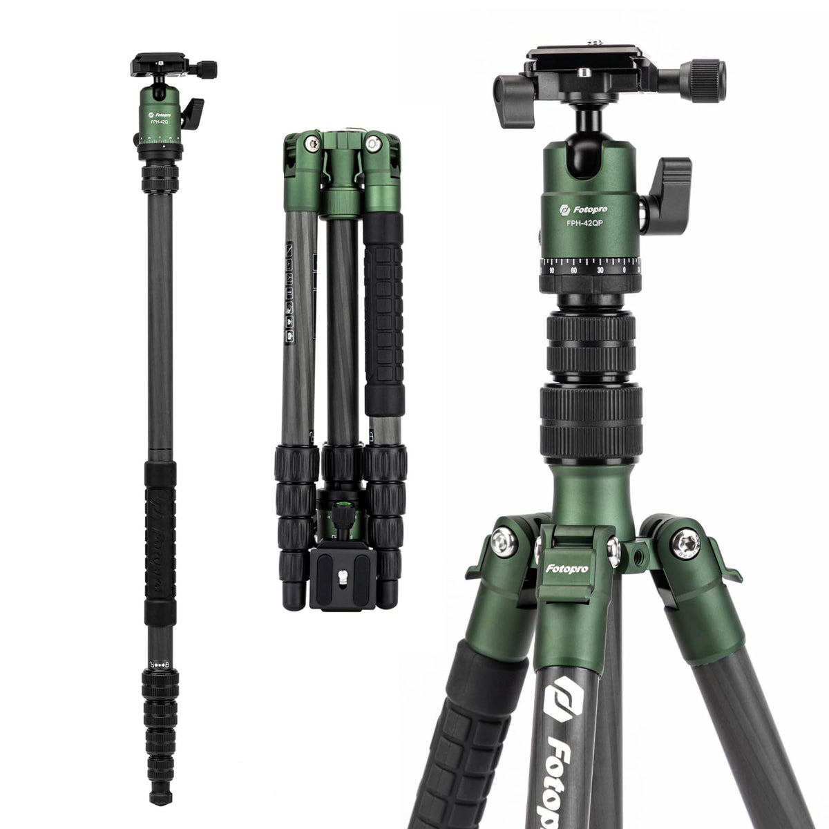 60" Carbon Fiber Camera Tripod with Ball Head and Monopod F2682