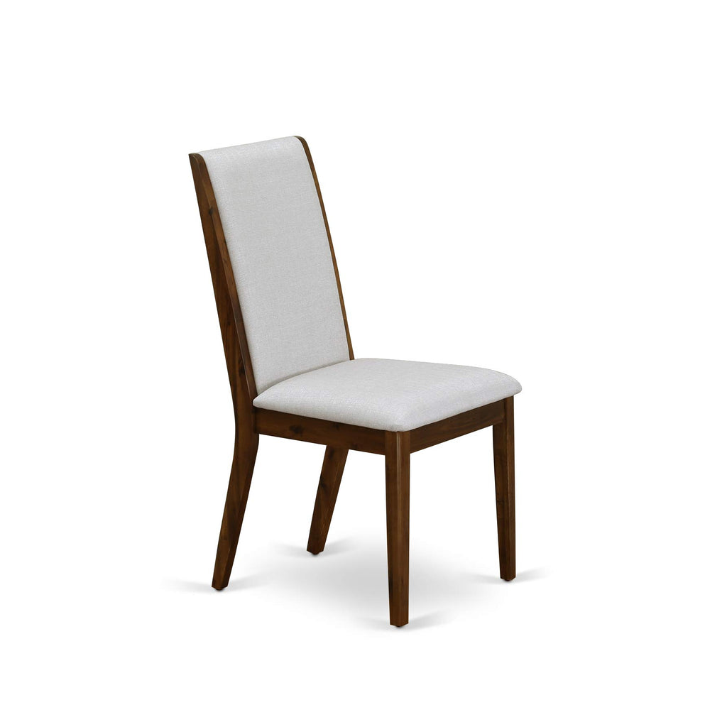 9 Piece Walnut Dining Room Set with 8 Grey Linen Chairs L31013