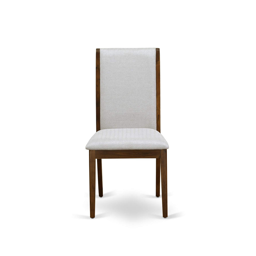 9 Piece Walnut Dining Room Set with 8 Grey Linen Chairs L31013
