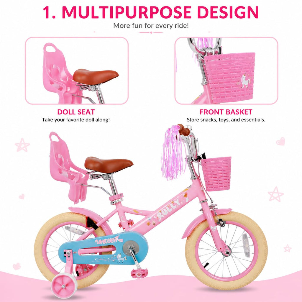 Kids Bike with Training Wheels & Basket C4968