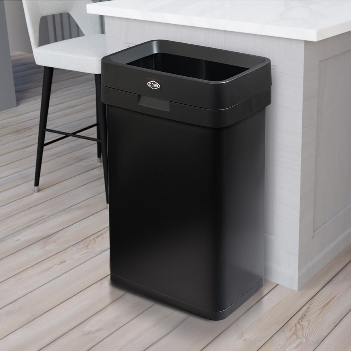 Slim Open Top Stainless Steel Trash Can, Matte Black, 13 Gal / 50L D39070