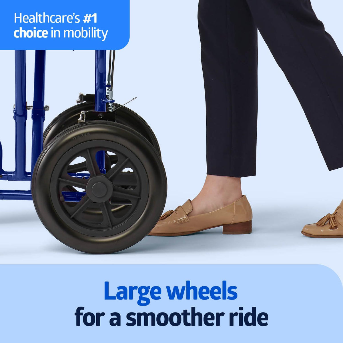 Lightweight Foldable Transport Wheelchair with Handbrakes and 12-Inch Wheels A219447