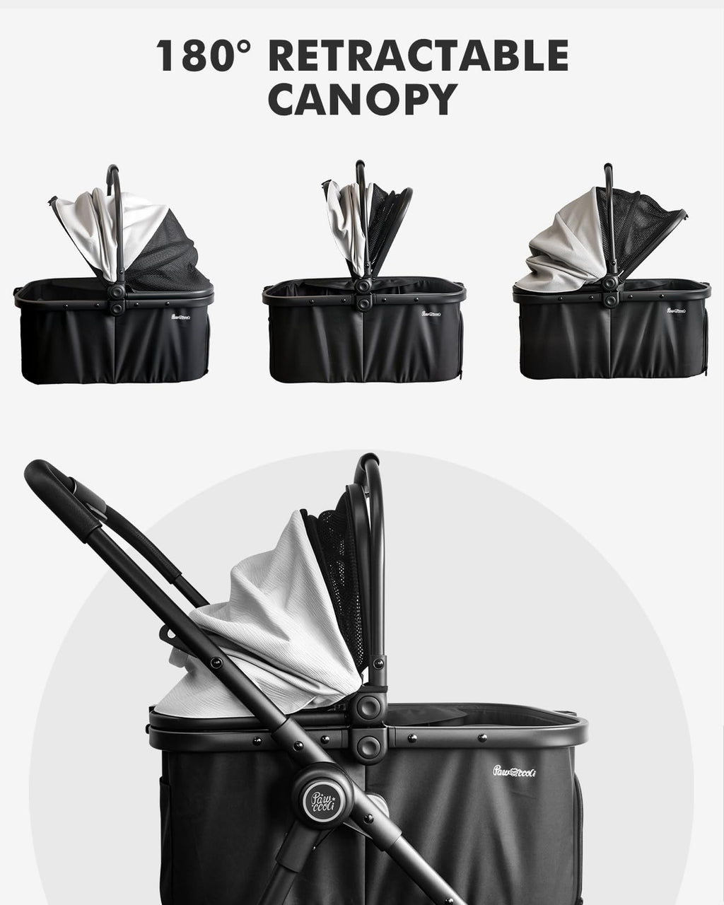 Black Foldable Pet Stroller with Detachable Carrier H858389