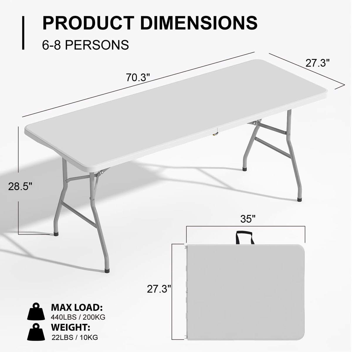 White 6FT Folding Table X9835