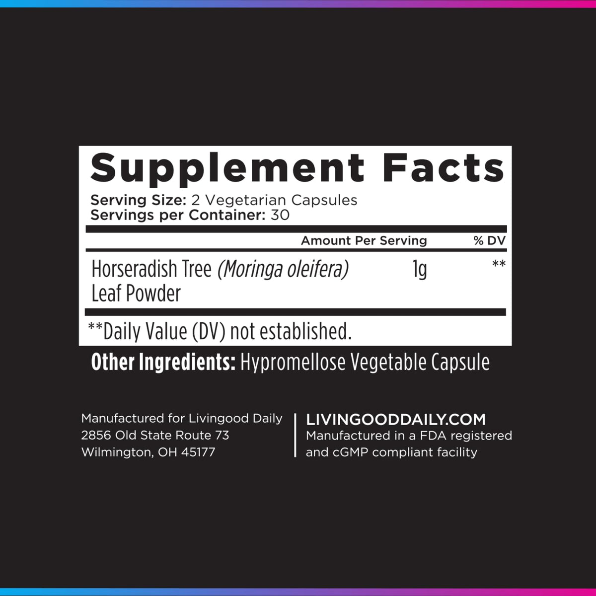 Moringa Capsules 1000mg 60 Capsules K87056