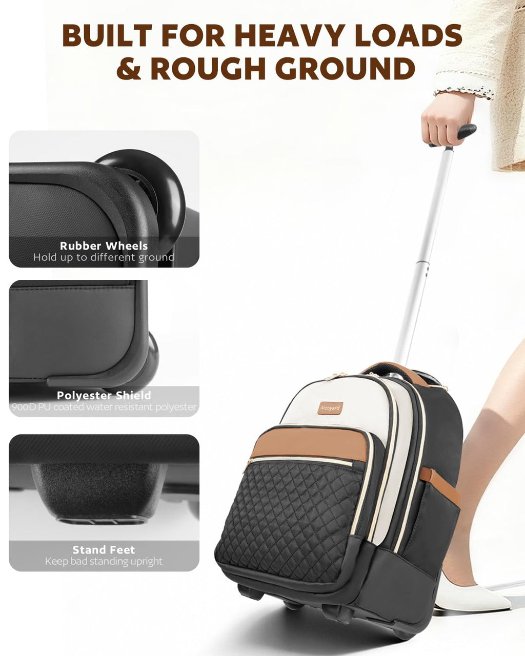 Small Lightweight Water Resistant Rolling Backpack M8419