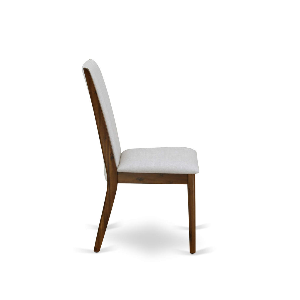 9 Piece Walnut Dining Room Set with 8 Grey Linen Chairs L31013