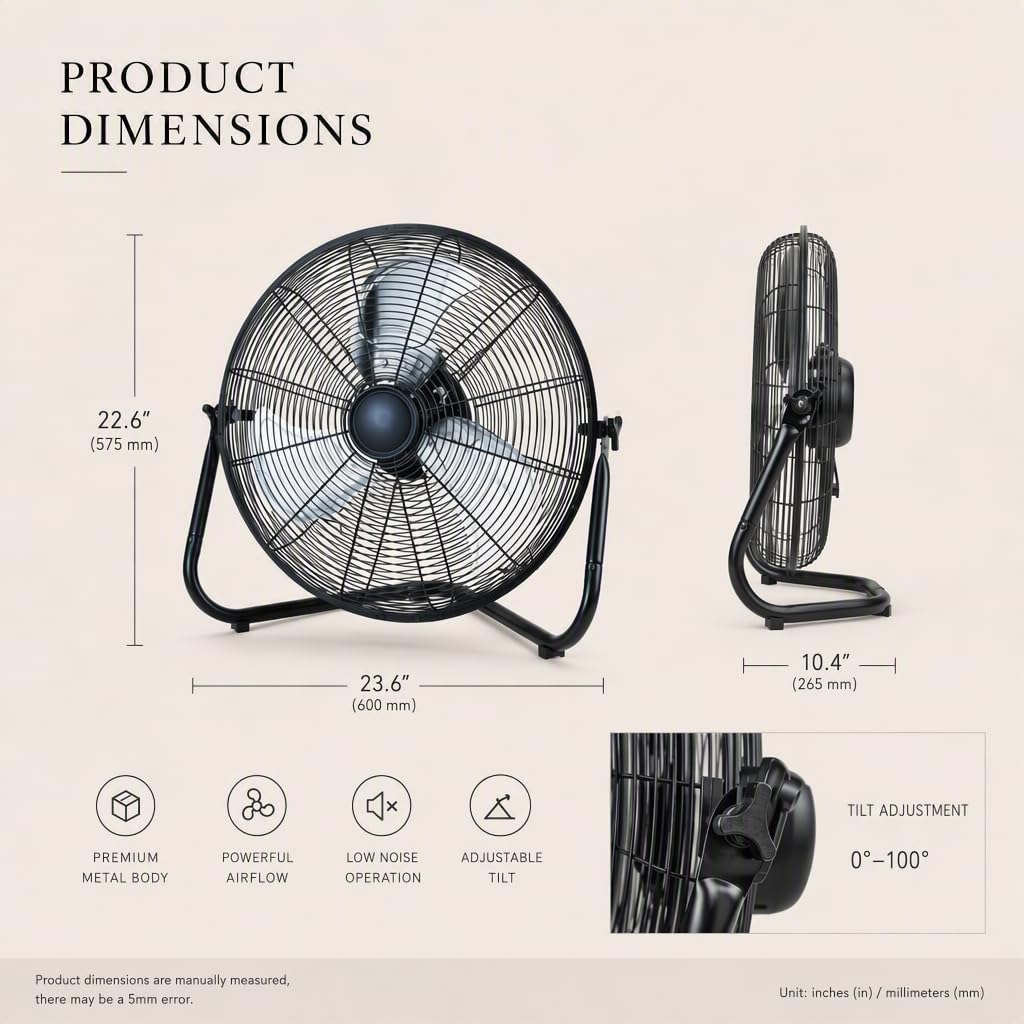 20" 3-Speed Metal Floor Fan 4-Pack J401