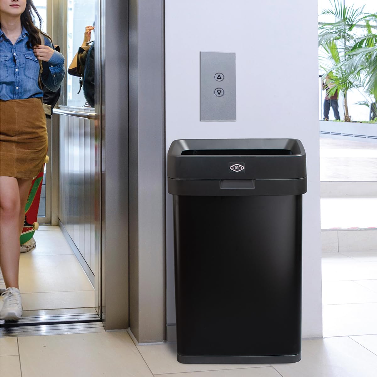 Slim Open Top Stainless Steel Trash Can, Matte Black, 13 Gal / 50L D39070
