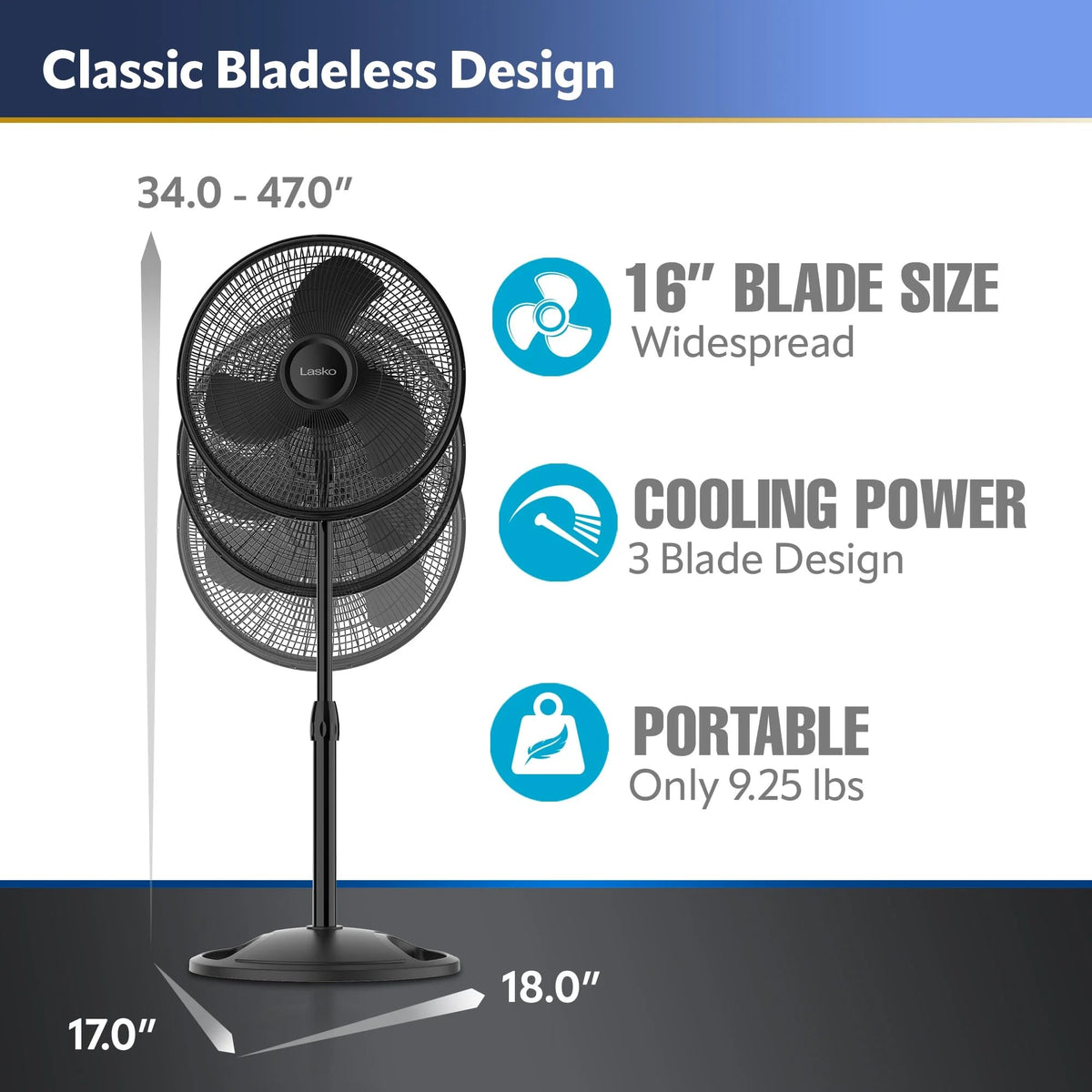 16" Oscillating Adjustable Pedestal Fan A308