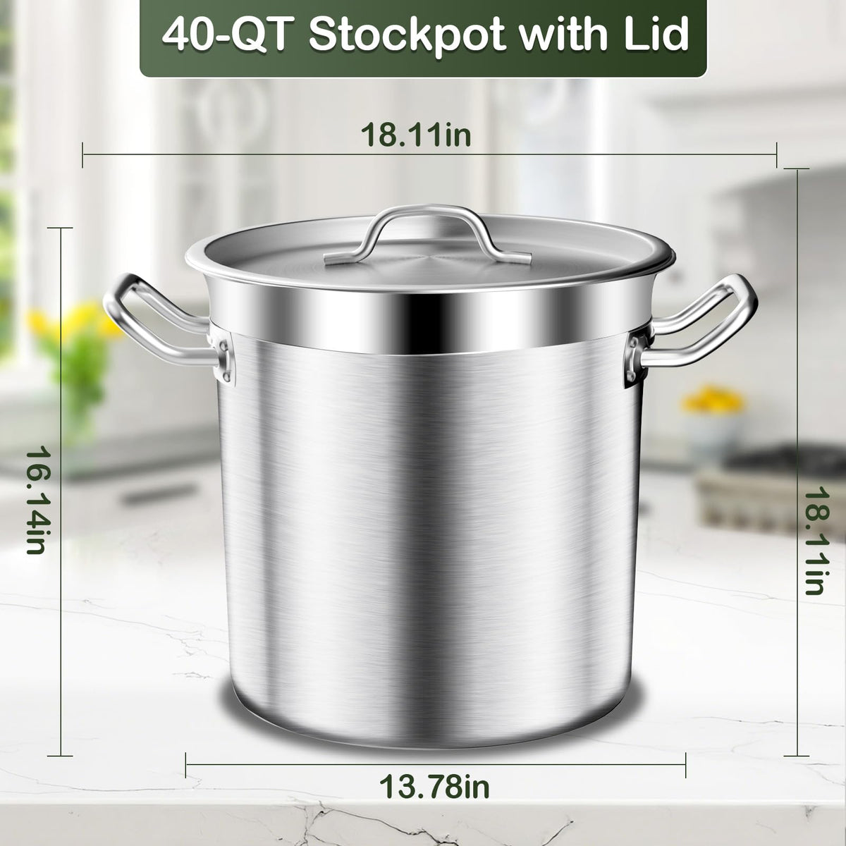 40QT Stainless Steel Stockpot with Lid H829327