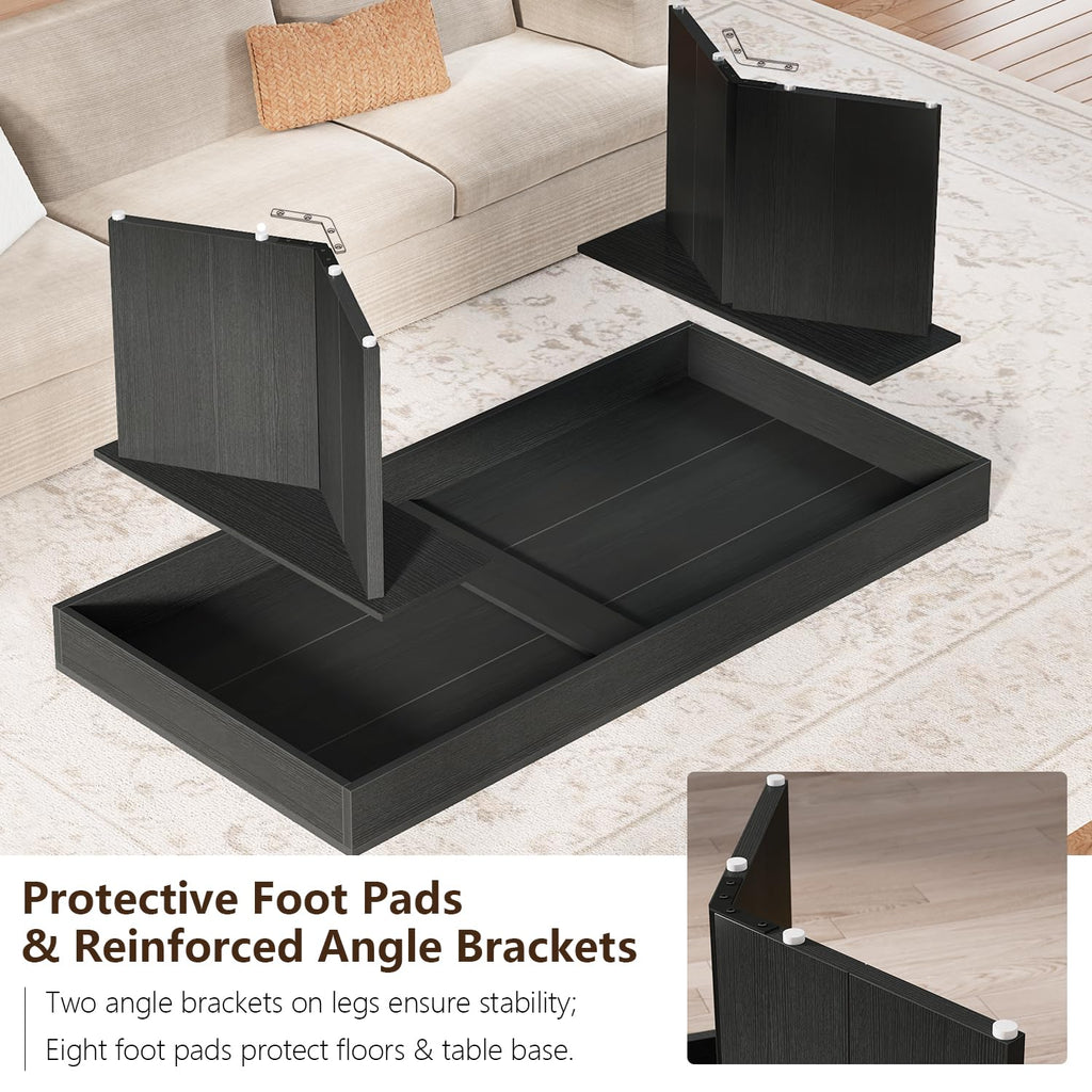 47" Black Wood Rectangle Coffee Table K771843