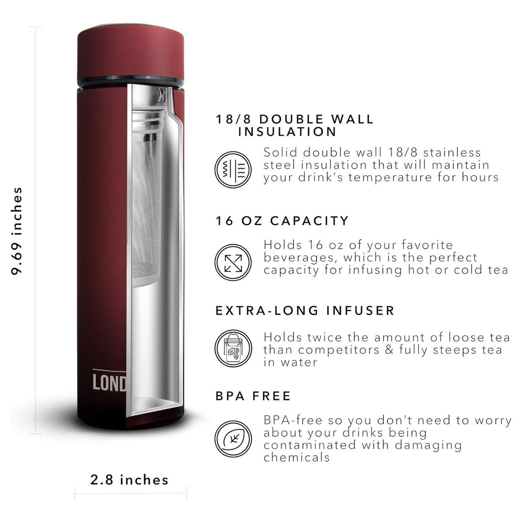 Travel Mug and Tumbler Hot and Cold Double Wall Stainless Steel Thermos, Sacred Red, Pack of 2 W390961