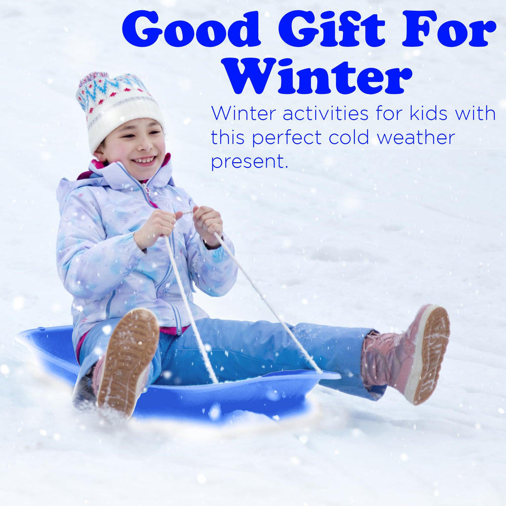 Kids Plastic Snow Sled with Pull Rope and Handles L9059