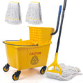 35 Quart Mop Bucket with Side Press Wringer on Wheels S8496