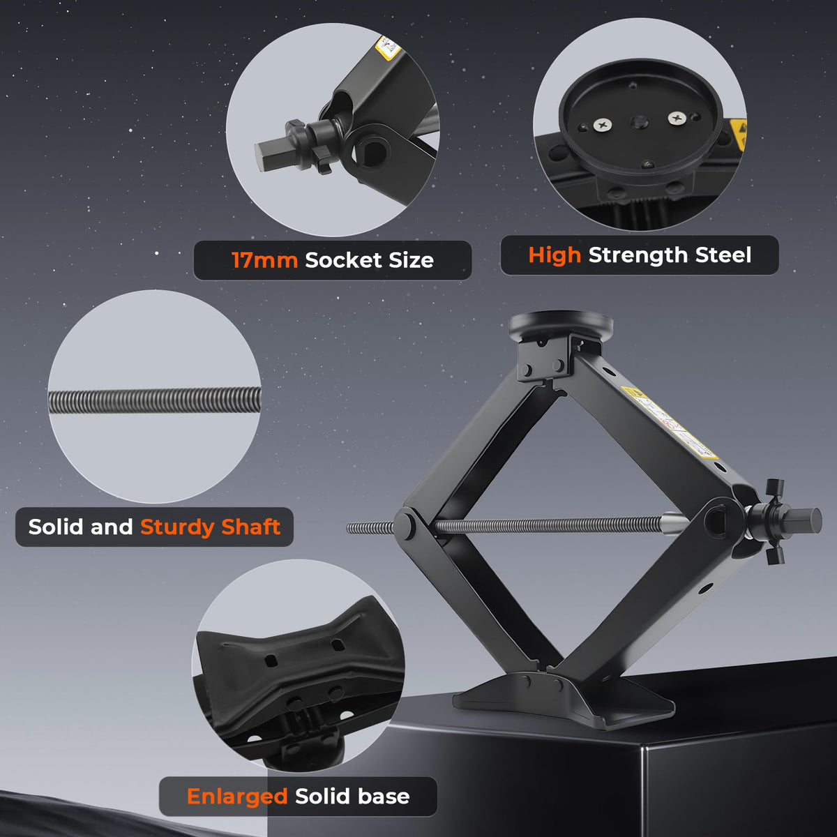 3-Ton Scissor Jack Kit with Rubber Jack Pads L34610