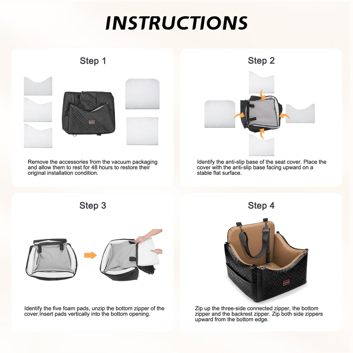 Waterproof PU Leather Dog Car Seat with Safety Belt A516