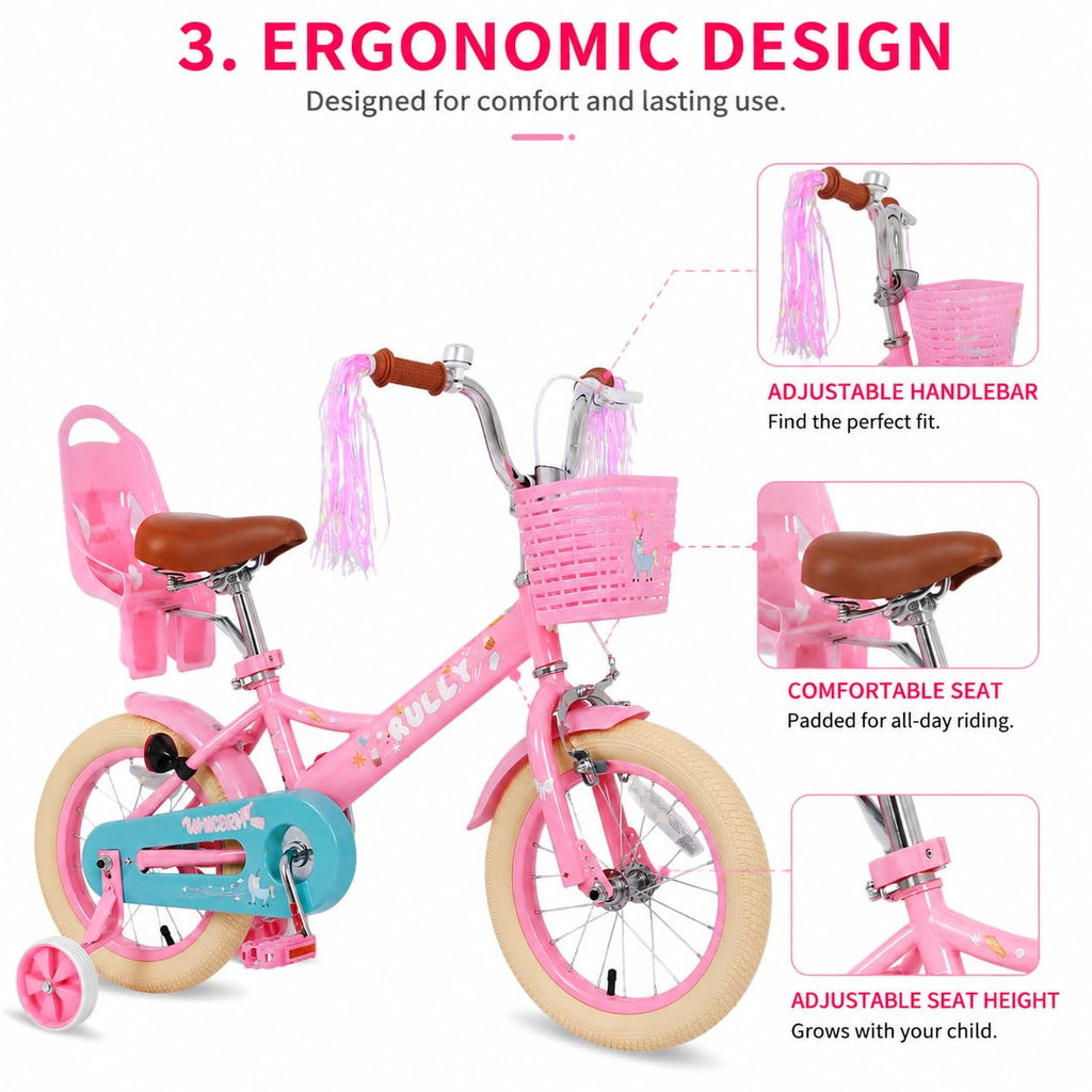 Kids Bike with Training Wheels & Basket C4968