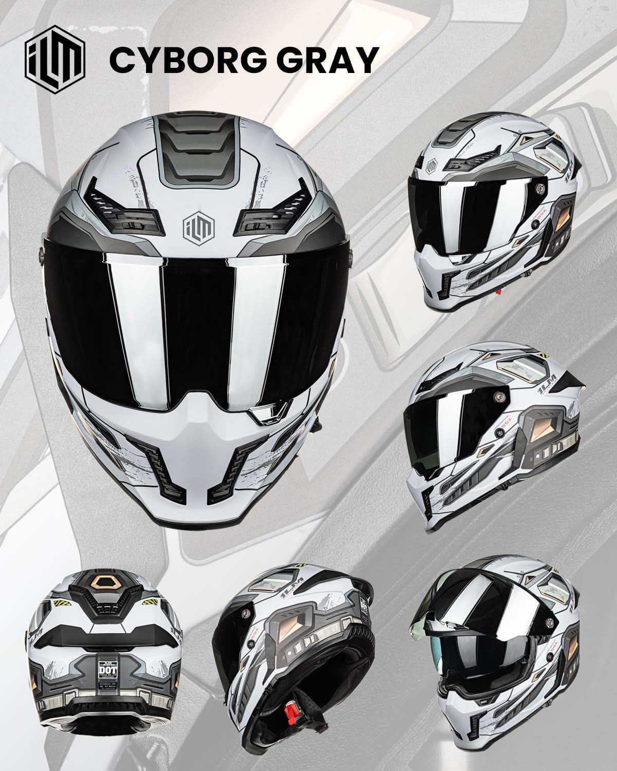 Full Face Motorcycle Helmet Dual Visor K6742