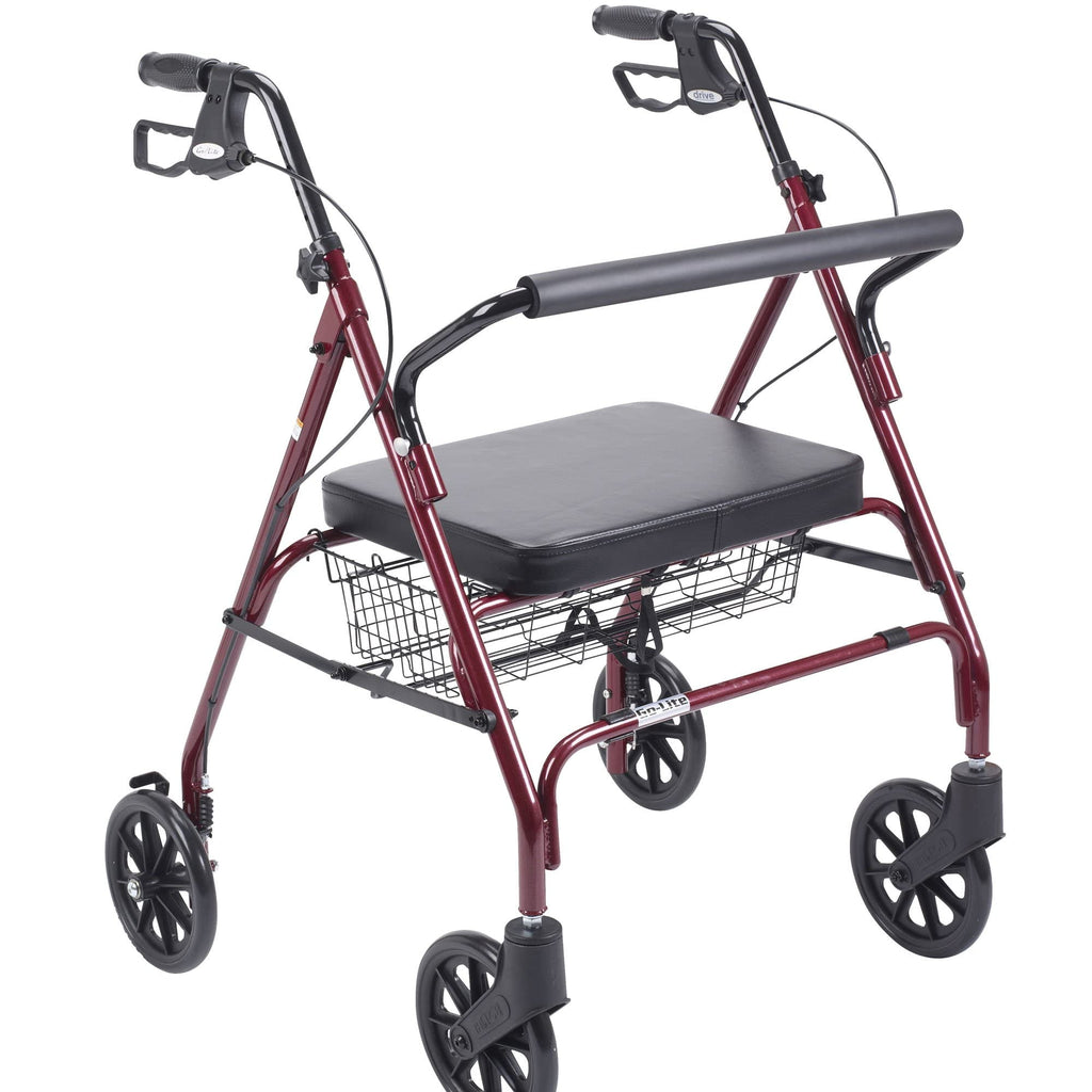 Foldable Bariatric Rollator Walker with Seat, Red O132