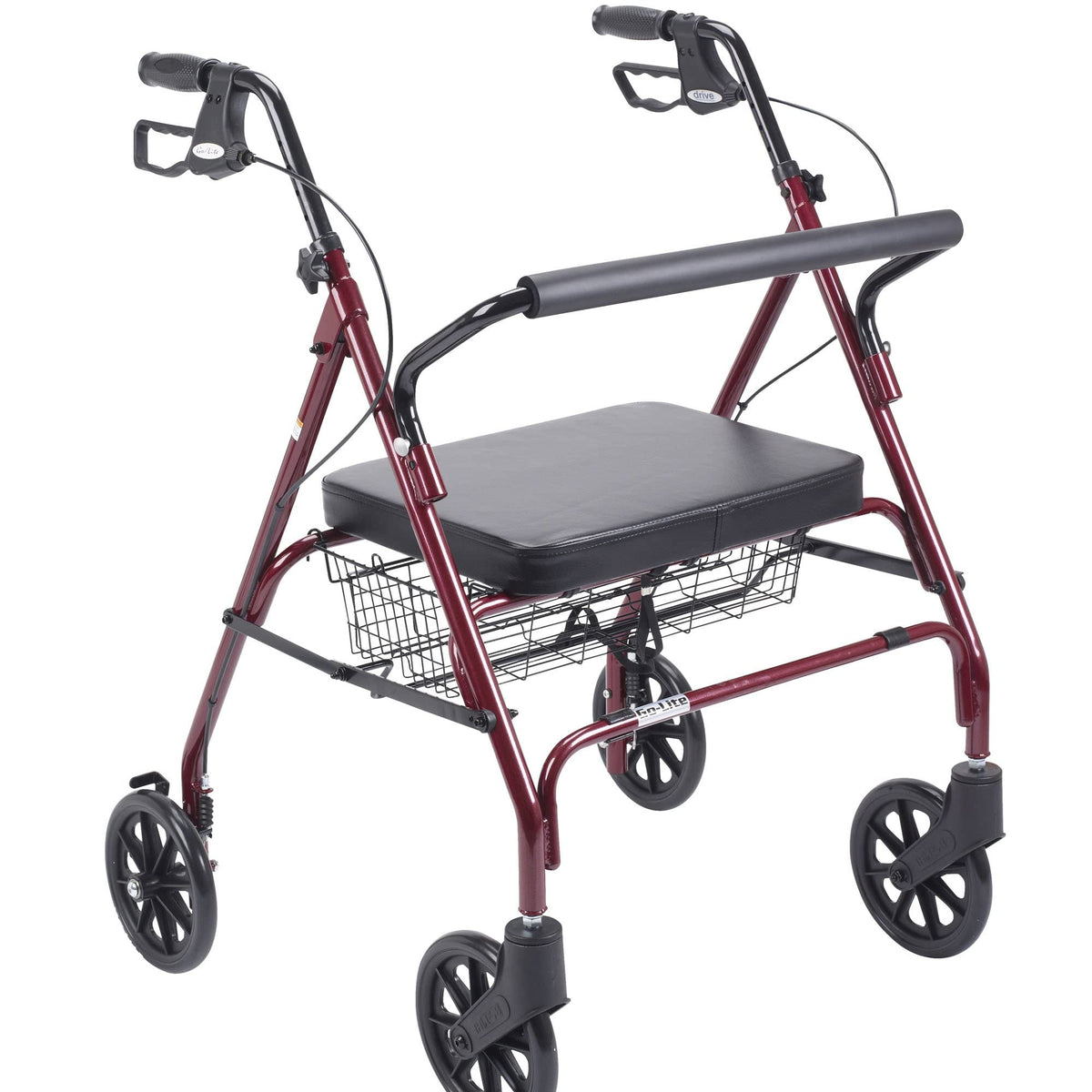 Foldable Bariatric Rollator Walker with Seat, Red O132