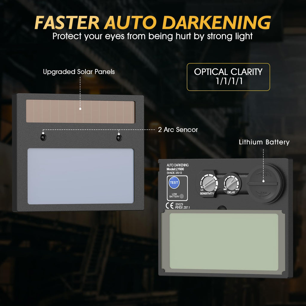 Auto Darkening Solar Powered Welding Helmet V46562