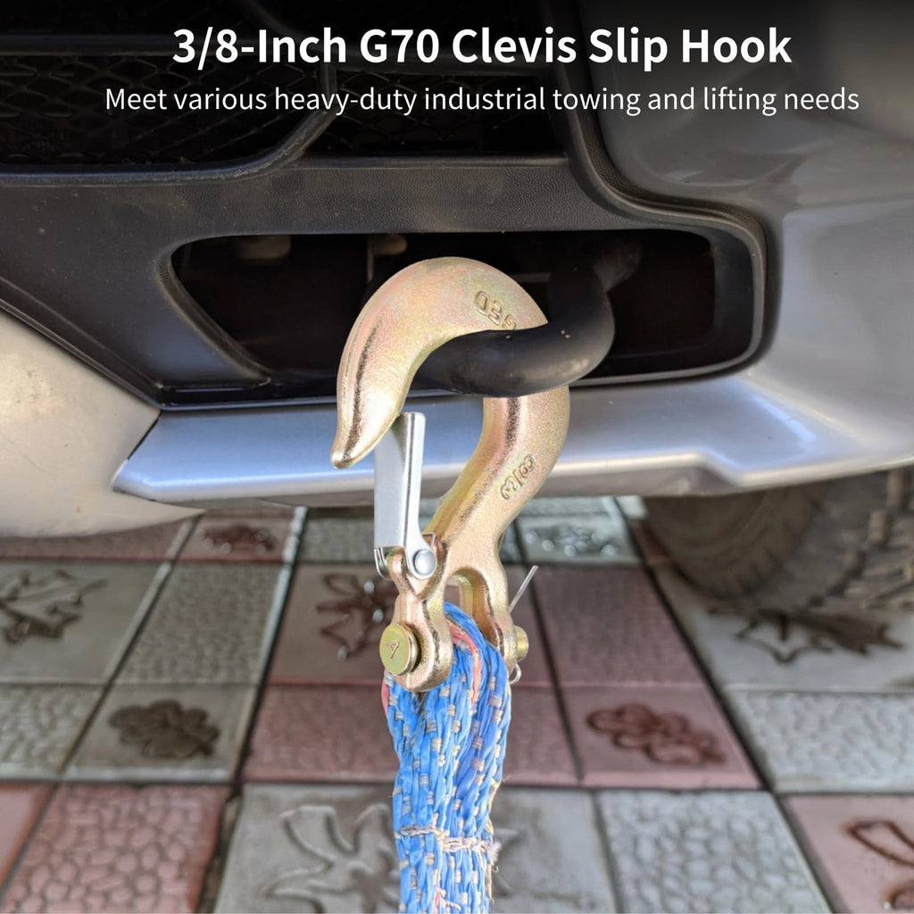 4-Pack 3/8 Forged Clevis Slip Hooks with Safety Latch W2012