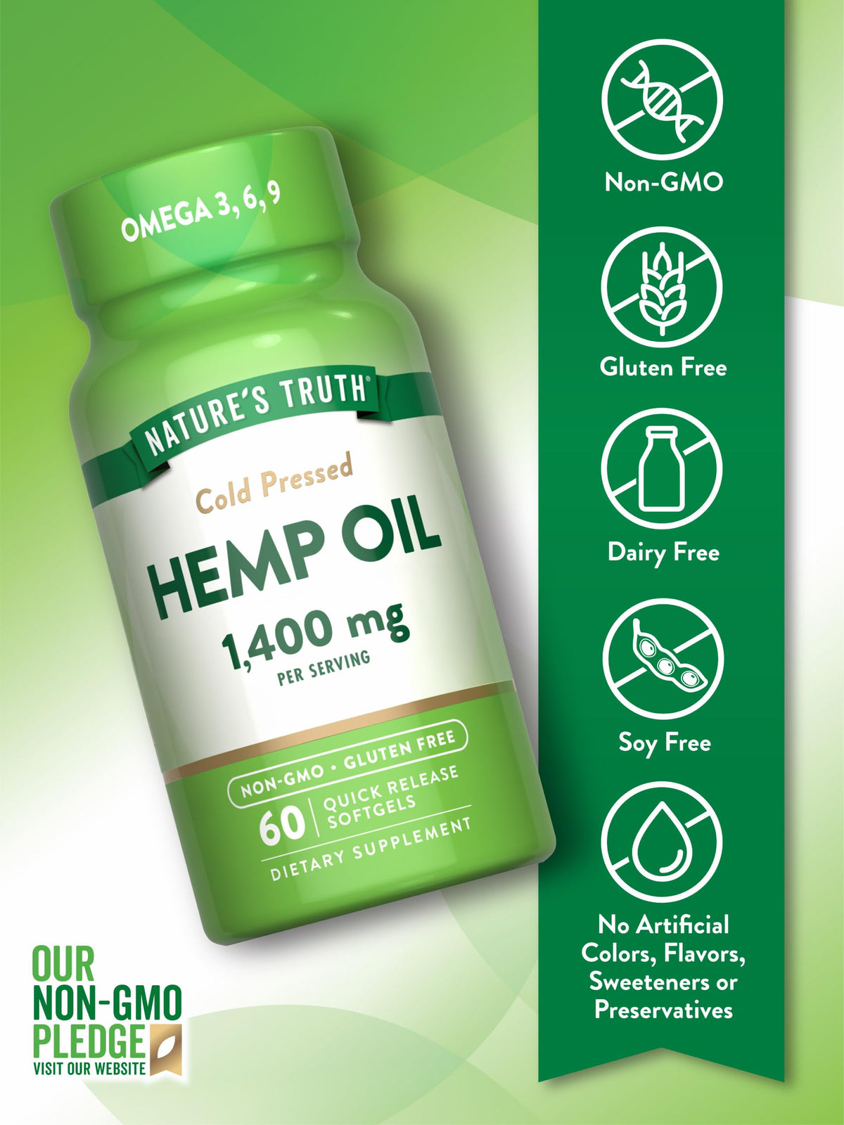 Hemp Oil Softgels 1400mg 60 Count B656051